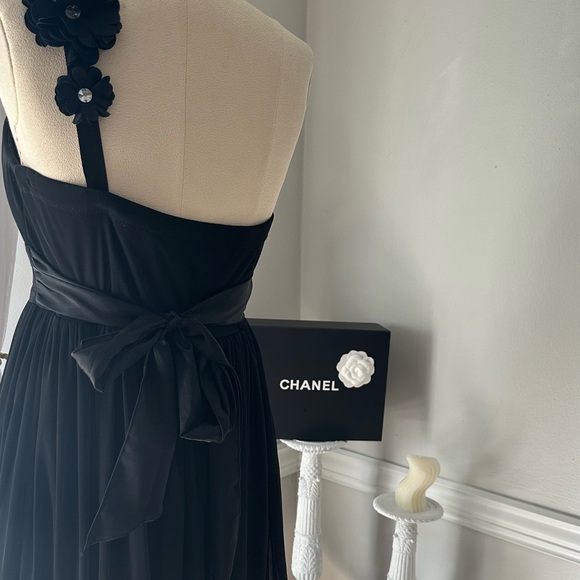 One Shoulder Floral strap Black Formal Prom Wedding guest dress 🖤 - Picture 6 of 10